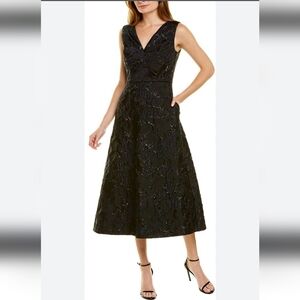 Kay Unger Juliett Floral Jacquard Sleeveless Midi Dress Size 16 NWT